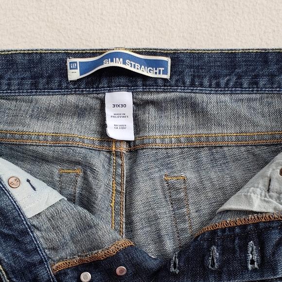 Men's Slim Straight 100% Cotton Blue Jeans - Picture 6 of 11